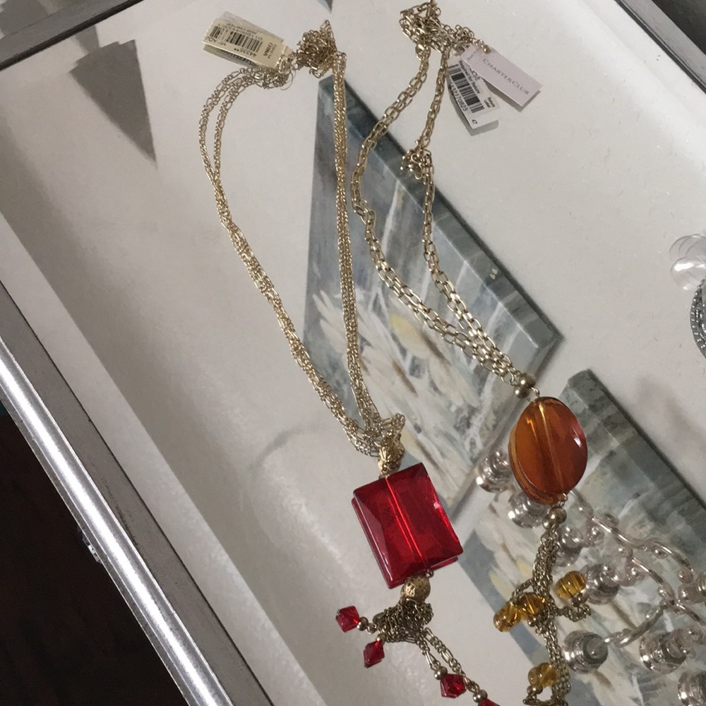Charter club gold long necklace